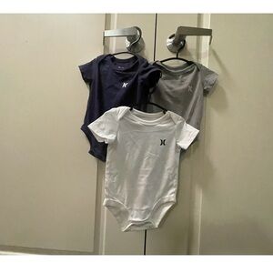 Hurley Baby Bodysuit Trio - Navy, Gray, and White
